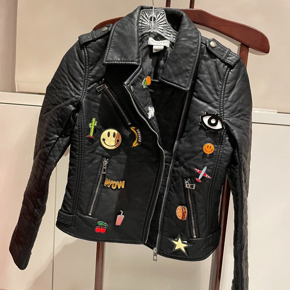Faux Leather Jacket with Pins (S)